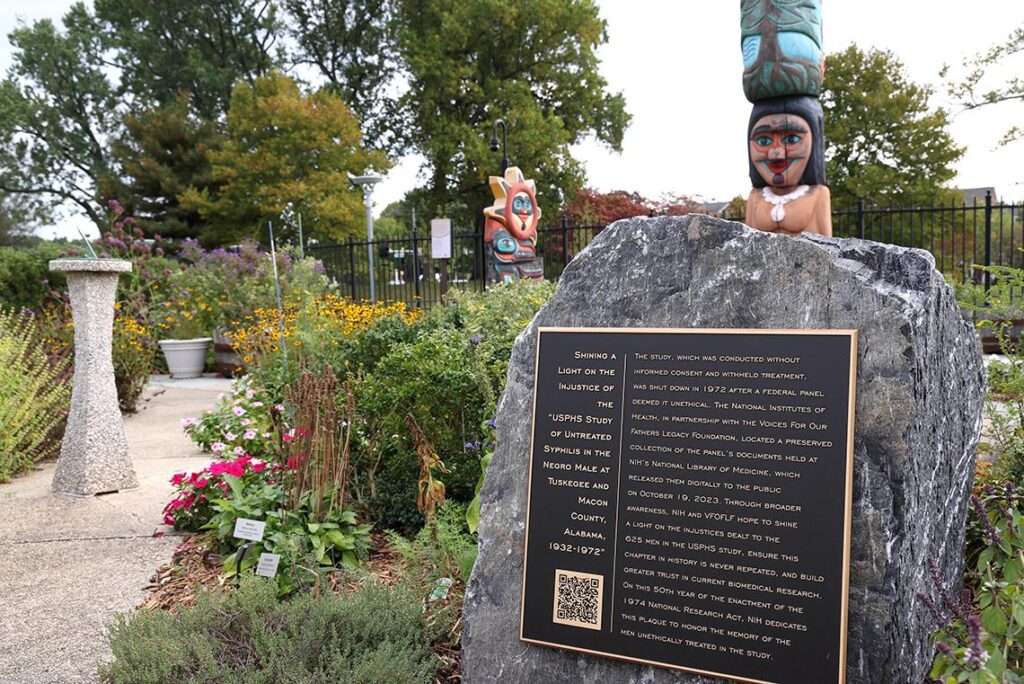 The commemorative plaque and stone, shown closer up.Photo: Chia-Chi Charlie Chang