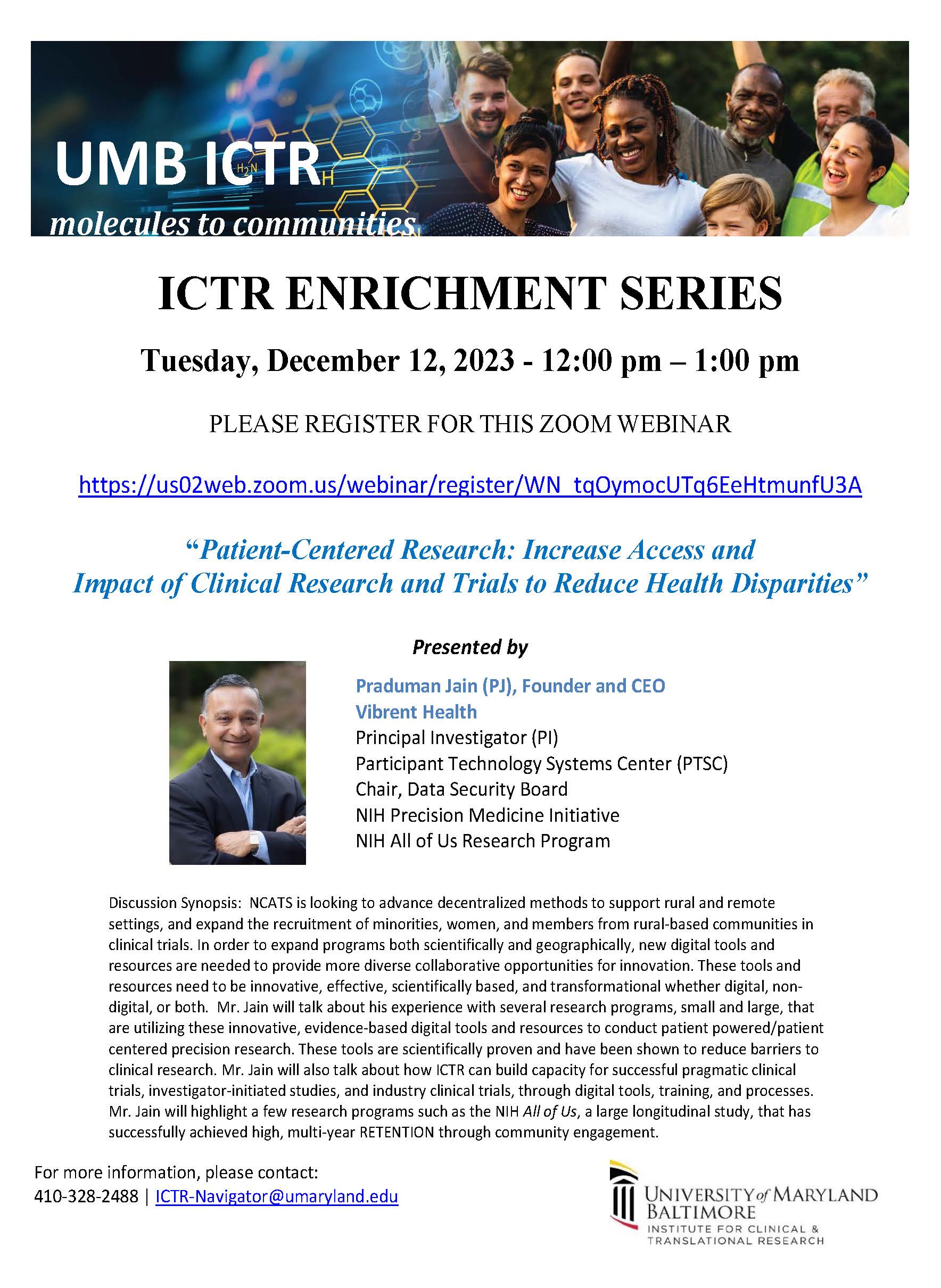 UMB ICTR Enrichment Series

